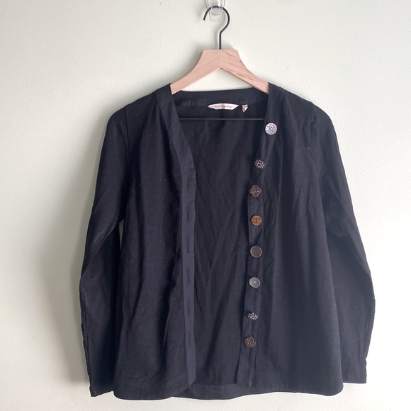 Soft Surroundings Sweaters - Soft Surroundings Black 100% Cotton Cardigan Beautiful Unique Button Front